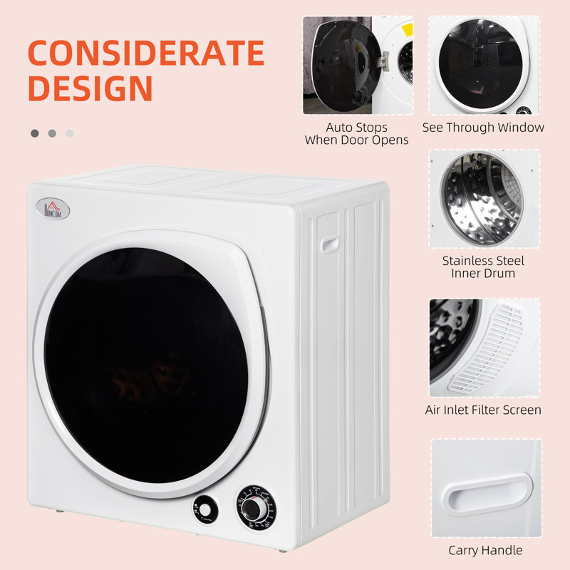 3.22 Cubic Feet Portable Clothes Dryer with 5 Drying Modes in